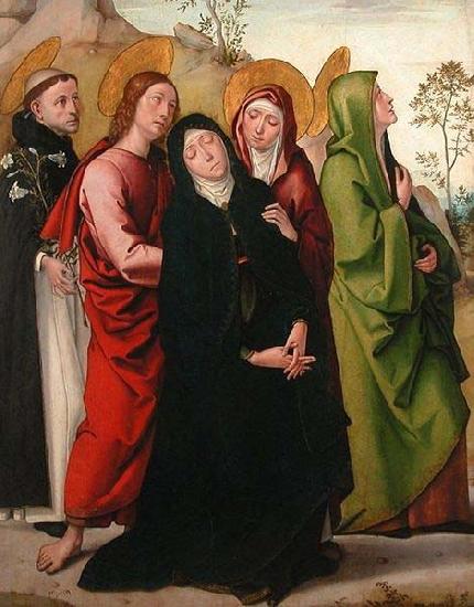 Juan de Borgona The Virgin, Saint John the Evangelist, two female saints and Saint Dominic de Guzman. Germany oil painting art